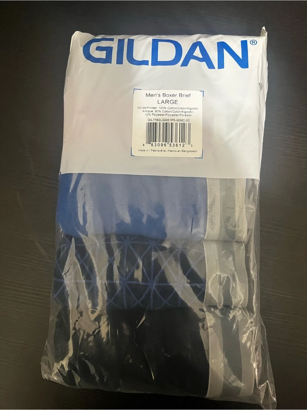 Gildan Men's Boxer Brief Size Large 5-Pack 100% Cotton